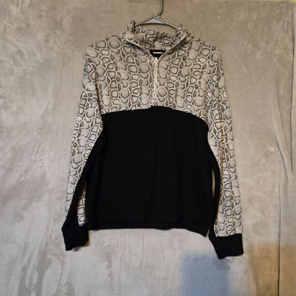 Monrow‎ Snakeskin Print  Swiftie Style Athletic Colorblock Pullover Sweatshirt S - Picture 2 of 8